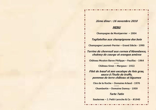 Menu 2ème diner
